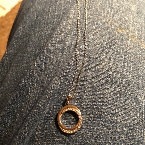 NWOT Double Circle Genuine Diamond & Sterling Silver Pendant/Chain - Picture 6 of 7